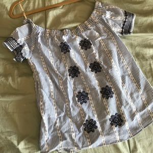 Blue Striped Off the Shoulder Too